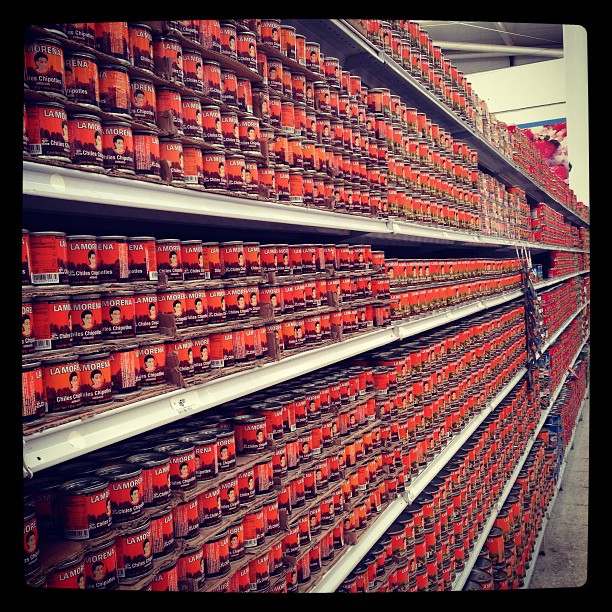 A whole aisle of canned chiles