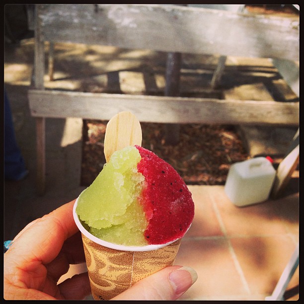 Lime and "tuna" fruit sorbet