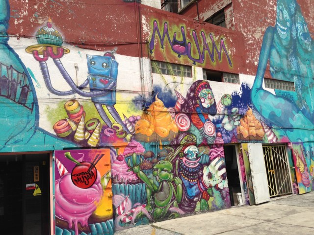 Art in the parking lot.