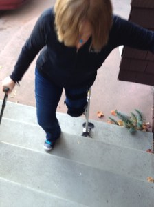 Practicing on Kristin's porch