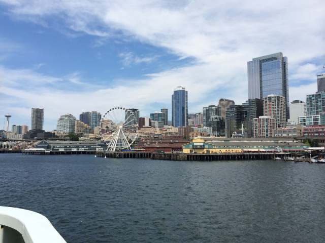 View of downtown Seattle from the ferry to Bainbridge Island.