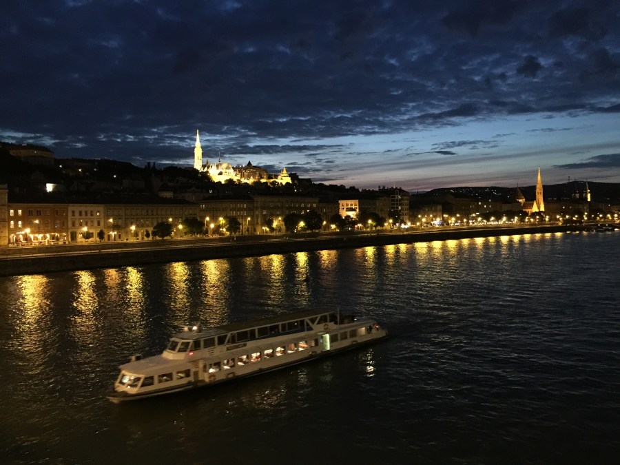 riverboat on the Danube at night