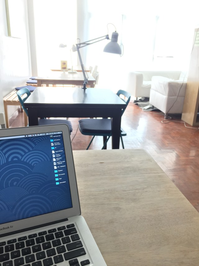 inside a sunny coffee shop