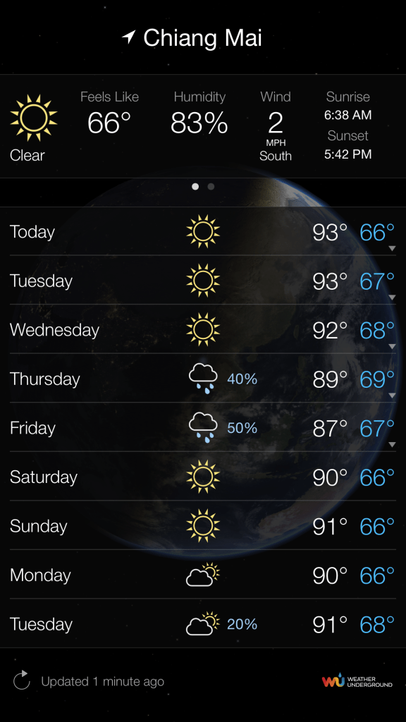 weather in Chiang Mai via Living Earth app