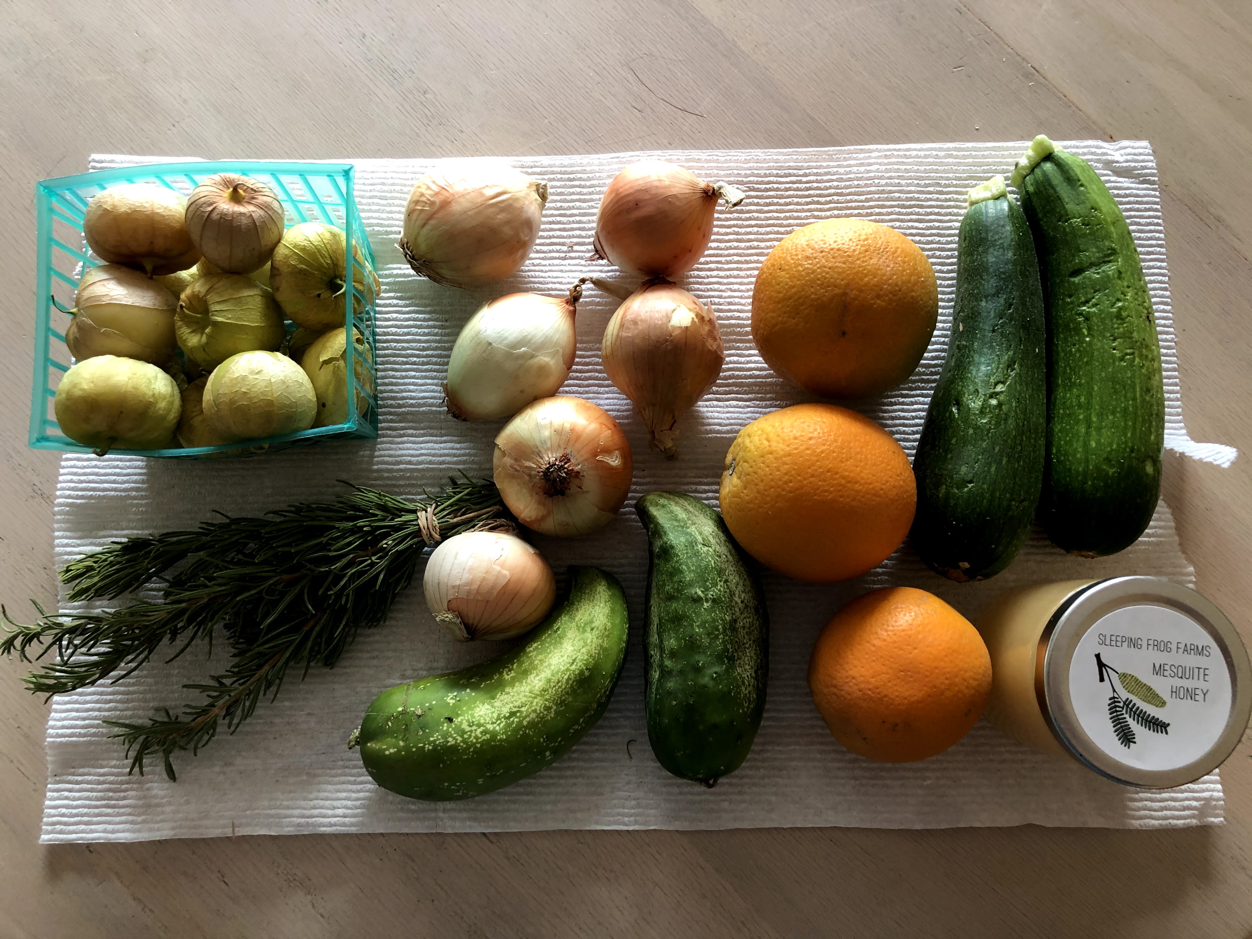 vegetables and fruit and honey